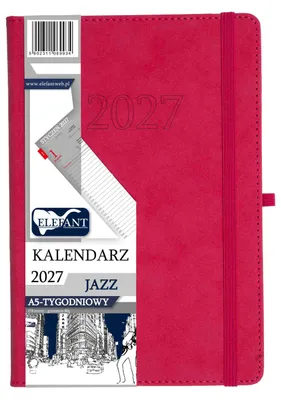 Image de Agenda de bureau Jazz 2027, format A5, hebdomadaire, couleur rose