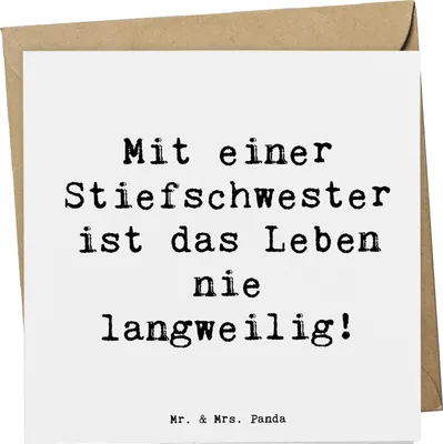 Produktbild von Mr. & Mrs. Panda Grußkarte Spruch Stiefschwester Abenteuer - Weiß - Geschenk, Glückwunschkarte, Weihnachten, Familienleben, Geschwisterbindung, Verwandte, Lebensfreude