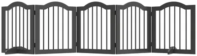Produktbild von Absperrgitter Hund Freistehendes Schutzgitter mit Füßen, Klappbar Hundegitter, 5 Paneelen, 261,5 x 29,5 x 61 cm, Schwarz