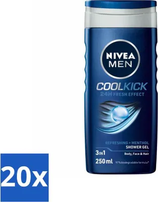 Produktbild von NIVEA MEN - Duschgel - Cool Kick - 250 ml - Vorteilspack - 20 Stücke