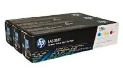 Obrázek produktu pro HP 126A Trojbalení originálních tonerových kazet – azurová, purpurová, žlutá, 1000 str., Azurová, Purpurová, Žlutá, 3 kusů