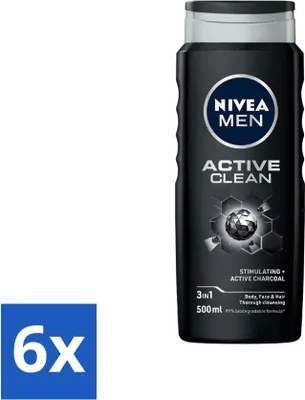 Immagine prodotto di NIVEA MEN - Gel doccia - Active Clean - 500 ml - Confezione risparmio - 6 pezzi