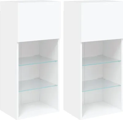 Produktbild von “2026 Moderne“TV-Schränke mit LED-Leuchten 2er-set Weiß 40,5x30x90 cm - TV-Schränke - Designermöbel 8291620