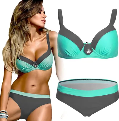 Immagine prodotto di Costume da bagno femminile a due pezzi bikini push up costume da bagno per spiaggia piscina L