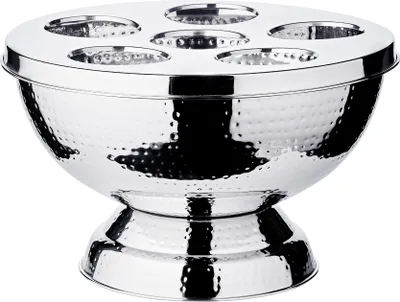 Immagine prodotto di Raffreddatore per bottiglie Edzard Rockford (altezza 25 cm, Ø 40 cm), coperchio rimovibile, martellato, acciaio inox