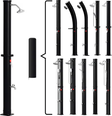 Image de Hebitod douche solaire 20-60 litres - jusqu'à 60°C - avec pommeau de douche pivotant, douche de pied & tuyau d'arrosage
