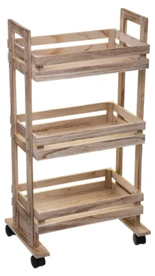 Produktbild von Küchenwagen mit 3 Einlegeböden, Holz, 82 cm
