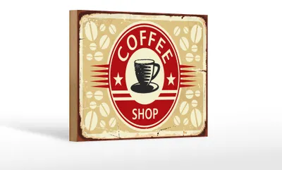 Produktbild von Holzschild Retro 18x12cm Kaffee Coffee Shop