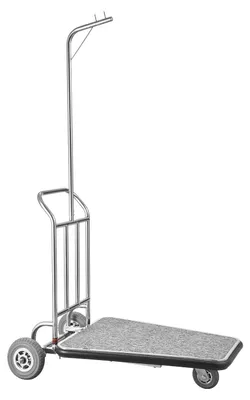 Produktbild von VEVOR Hotel Gepäckwagen, 500 kg Tragfähigkeit, gebürsteter Edelstahl Portierwagen mit gebogenen Stützen, Valetwagen mit rotem Teppichboden und 15 cm Gummirädern, ideal für Hotels, Eigentumswohnungen, Resorts, 5+8 Zoll