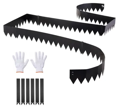 Produktbild von VEVOR Rasenkante 6er-Pack 1016x152 mm, Beeteinfassung mit 6 Befestigungsclips, Rasenbleche aus Verzinktem Stahl, Mähkante, Metall Palisade, Beetumrandung für Blumenbeete & Gartenwege, Schwarz