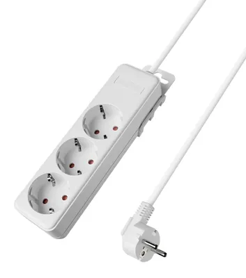Obrázok produktu pre Braytron 3-násobná zásuvková lišta s káblom 1,5 m, bez vypínača, 3680 W, detská poistka, zásuvková lišta s upevňovacím systémom
