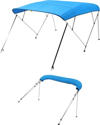 Produktbild von VEVOR Bimini Top Bootsabdeckung Markise (4 Bögen) aus 600D Polyester, Aluminiumrahmen, wasserdicht, 185-198 cm (Breite) blau
