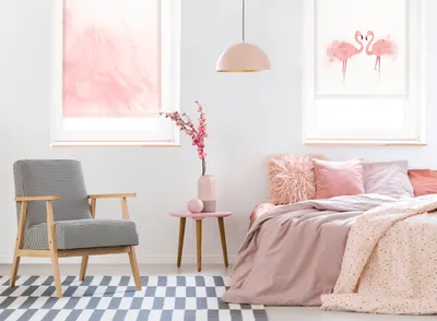 Produktbild von Gardinia EASYFIX Rollo Digiprint Flamingo 80 x 150 cm Farbe: weiß/Nachbildung