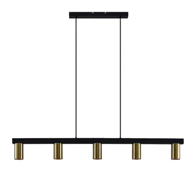 Produktbild von Lindby Hängelampe Baliko, schwarz/messing, 5-flg, GU10