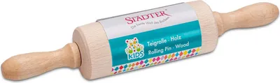 Immagine prodotto di Städter KIDS Teigrolle, Nudelholz, Teigroller, Nudelrolle, Ausroller, Holz, 10 cm, 801011
