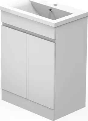 Produktbild von Badmöbel LORENZA Weiß 50 cm Waschtisch mit Unterschrank Soft-Close Funktion - Standschrank Waschtisch Möbel