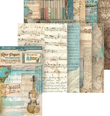 Produktbild von Motiv-Strohseide Backgrounds "Music" , DIN A6, 8er Set