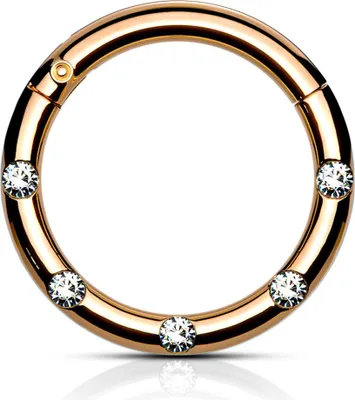 Produktbild von viva-adorno 1,2 x 10mm Segmentring Clicker Scharnier Septum Nasen Piercing Ring Kristall Zirkonia Z551, rosegold