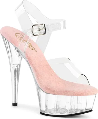 Produktbild von DELIGHT-608 y Pleaser Damen High-Heels Plateausandaletten transparent babypink