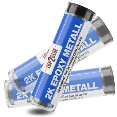 Produktbild von TOP2Glue Epoxy Stick - 2 Komponenten Kleber Knete - Epoxidkit 2k Kaltmetall extra stark, hochfest, wasserfest - Epoxidharz Kleber für Metall, Gusseisen, Edelstahl, Aluminium