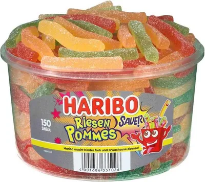 Produktbild von Haribo Riesen Pommes, Gummibärchen, 1,2 kg, Fruits, Mehrfarbig, 1419 kJ, 334 kcal