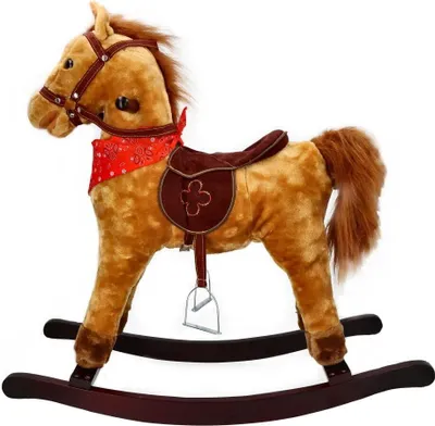 Produktbild von Schaukelpferd, interaktives Spielzeug mit Tiergeräuschen und Haltegriffen - Holzpferd für Ihr Baby ab 3 Jahren - Schaukeltier KASZTANEK - 73x31x70cm