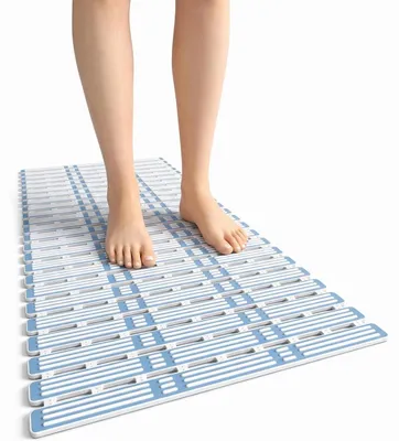 Obrázok produktu pre Podložka do kúpeľne, 90x40 cm, strihateľná, PVC, protišmyková, modrá, vhodná do sprchy a vane