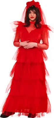 Produktbild von Beetlejuice - Kostüm-Kleid ‘” ’'Lydia Deetz'“ Hochzeitstag - Damen BN6177 (S) (Rot)