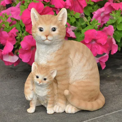 Produktbild von Gartenfigur Dekofigur Katze mit Katzenbaby