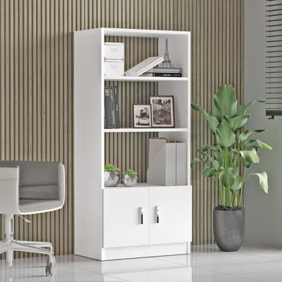 Produktbild von Skye Decor, Vo4-W, Bücherregal, 100 % MELAMINBESCHICHTETE SPANPLATTEN, Weiß, 64 x 35,5 x 140 cm