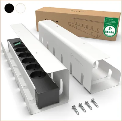 Produktbild von UNITURE® Kabelkanal Schreibtisch [DEKRA ] - 2er Set Kabelmanagement Schreibtisch - 2x40cm Kabelhalter Schreibtisch - Kabelführung