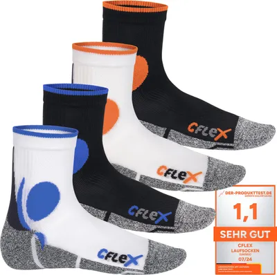 Produktbild von CFLEX Damen und Herren Running Funktions-Socken (4 Paar) Laufsocken - 'All Colours' 39-42