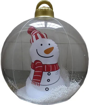 Produktbild von 23,6 Zoll aufblasbare Weihnachtskugeln mit LED-Riesenbeleuchtung, dekorierter Ball, PVC, faltbar, durchsichtig, Fernbedienung, Außendekoration für Feiertags-Schneemann