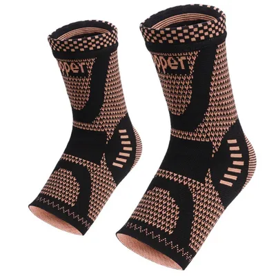 Produktbild von 2 Stück Sprunggelenkbandage, Kupfer Bandage Fußgelenk Knöchelbandage für Plantarfasziitis, Achillessehne, beste Kompressionssocken für Damen/Männer