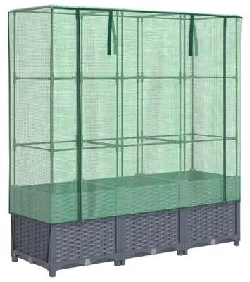 Zdjęcie produktu dla vidaXL Podwyższone łóżko z rattanową szklarnią 120x40x138 cm