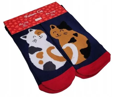 Produktbild von SOXO Damen Socken Valentinstag Katzenmotiv Baumwolle 35-40