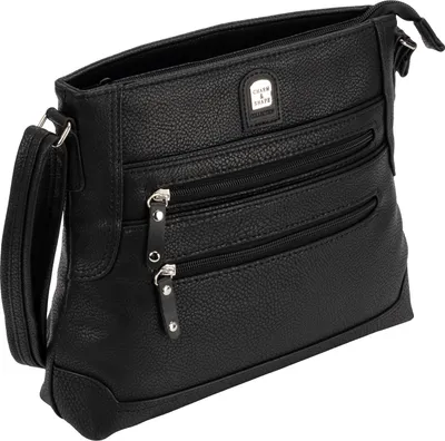 Produktbild von Damen Tasche Schultertasche Henkeltasche Handtasche Leder Optik SCHWARZ (15100)
