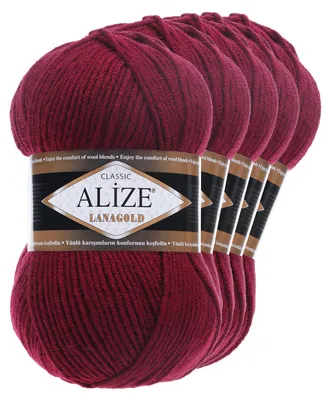 5 x 100g Strickgarn ALIZE Lanagold bordeaux