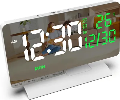 Produktbild von 6.6" großes Display, digitale Tischuhr, Doppelwecker mit Innentemperatur/Datum, USB/Type-C-Ladeanschluss, 6-stufiger Dimmer, 5 Lautstärkestufen,