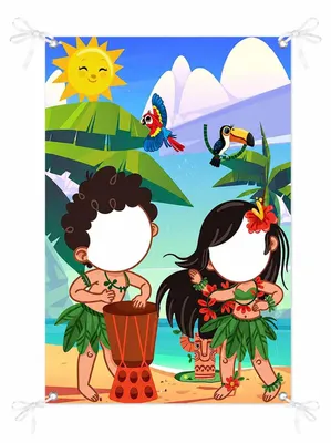 Fototürbanner Hawaii 150x100 cm, lustiges Paar, Polyester, Strandmotiv