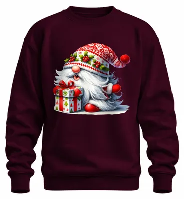 Produktbild von Weihnachtswichtel Nikolaus Gnome Geschenk Weihnachten Tomte Sweatshirt Pullover, Burgundy, 3XL