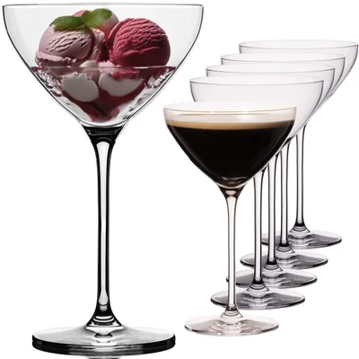 Produktbild von IMPERIAL Martini Gläser Set 6 Stück – 330ml Cocktailgläser aus Crystalline Glas – klassisches Coupeglas transparent Spülmaschinenfest