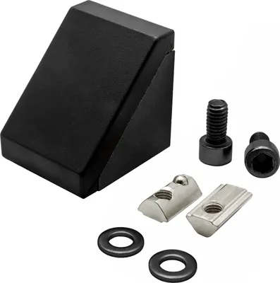 Produktbild von KLAK 45 - Befestigungswinkel ink. Schrauben und Nutensteine Nut 10 für Aluprofil 45-er schwarz 1 Stück + Abdeckkappe