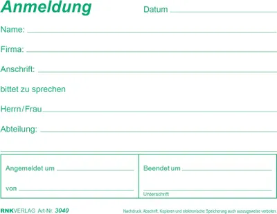 Produktbild von RNK Besucheranmeldeblock A6 50Bl