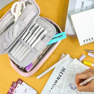 Stiftemappe mit 4 Fächern - Große Kapazität Etui für Schule und Büro - Perfekt für Kinder und Erwachsene
