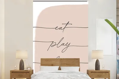 Produktbild von MuchoWow® Fototapete für Wohnzimmer oder Schlafzimmer Wandtapete Vinyl Motivtapete Pastell - Zitate - Rosa - Minimalismus - 160x240 cm - Vinyltapete
