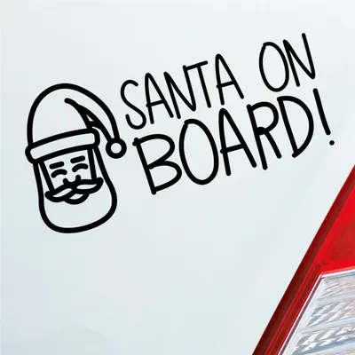 Produktbild von Auto Aufkleber Santa on Board! Weihnachten Christmas Advent XMAS 19x9,5 cm Schwarz Matt Sticker Heckscheibenaufkleber