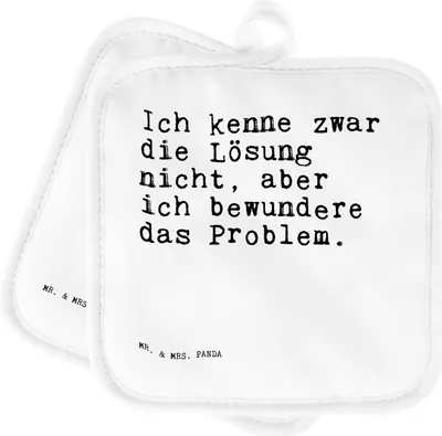 Produktbild von Mr. & Mrs. Panda Topfuntersetzer Ich kenne zwar die... - Weiß - Geschenk, Problemlösung, Ofenlappen, Lösung, Freund, Topflappen, Spruch, Problem, topfhalter, Set, Onkel