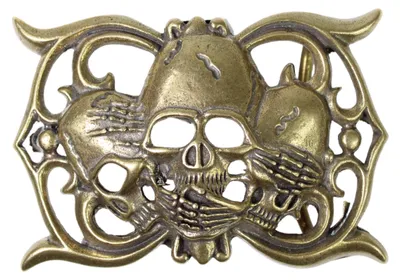 Produktbild von FRONHOFER Gürtelschnalle aus massiv Messing, 4 cm, Totenköpfe