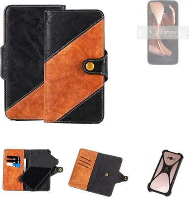 Produktbild von K-S-Trade Handyhülle Schutzhülle Bookstyle Case Wallet-Case kompatibel mit Motorola Razr 2022 Handy Cover Bumper Klapphülle schwarz hellbraun 1x